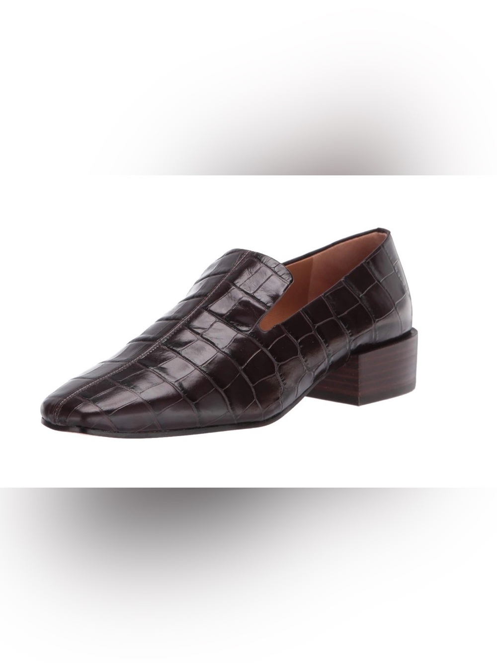Via Spiga Croc-Embossed Leather Loafers in Deep Brown
